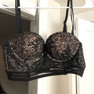 Ribbed lace bra